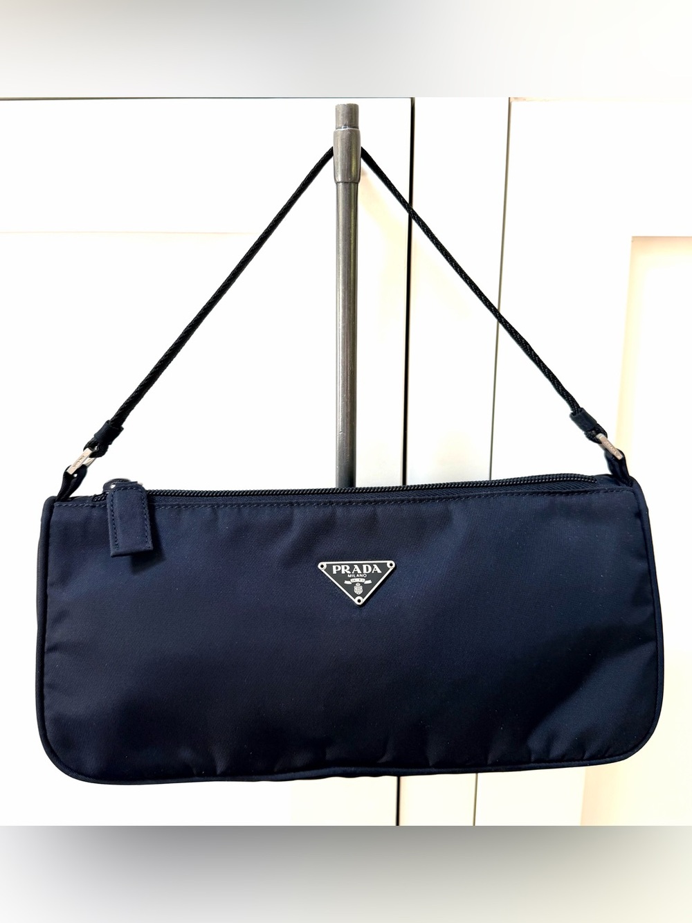 PRADA MV633 Vintage Black Tessuto Nylon Shoulder Baguette Bag